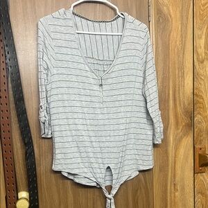 Gray Striped Women's Top